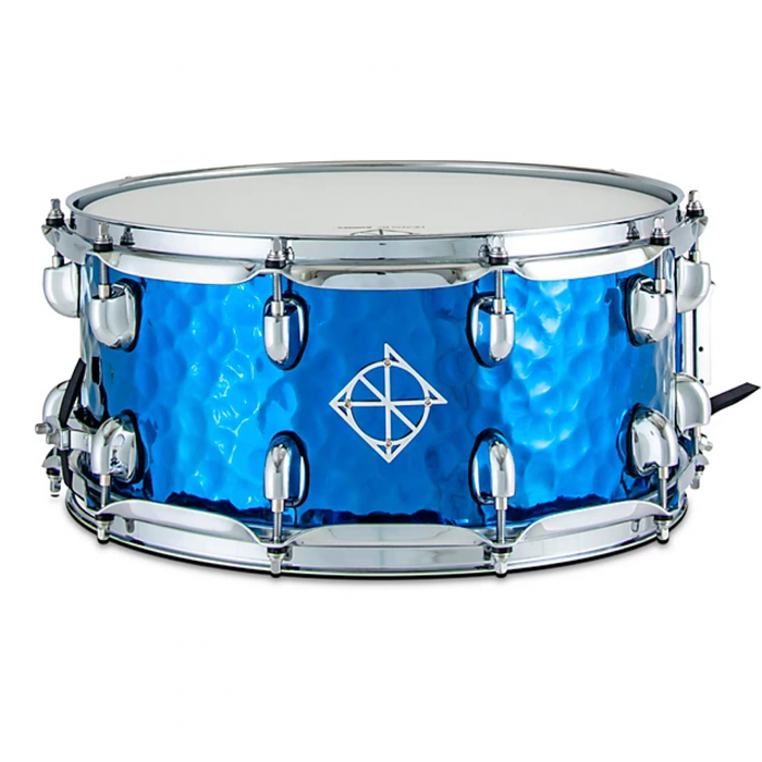 Dixon Cornerstone Blue Titanium Plated 6.5x14 Hammered Steel Snare Drum