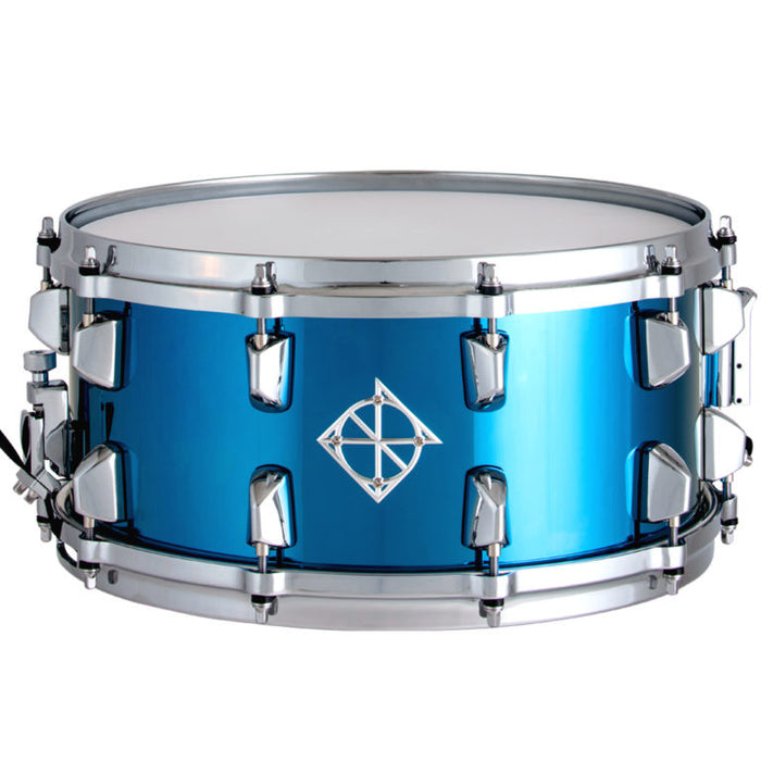 Dixon Artisan Blue Titanium Plated 6.5x14 Steel Snare Drum Die Cast Hoops