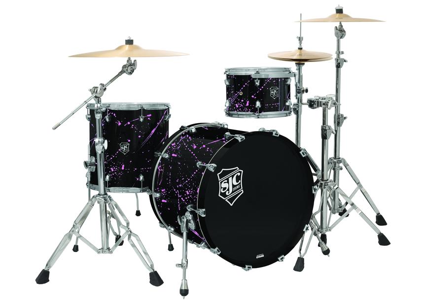 SJC Navigator 3pc Kit 8x12,16x16,18x22 Black with Pink Splatter