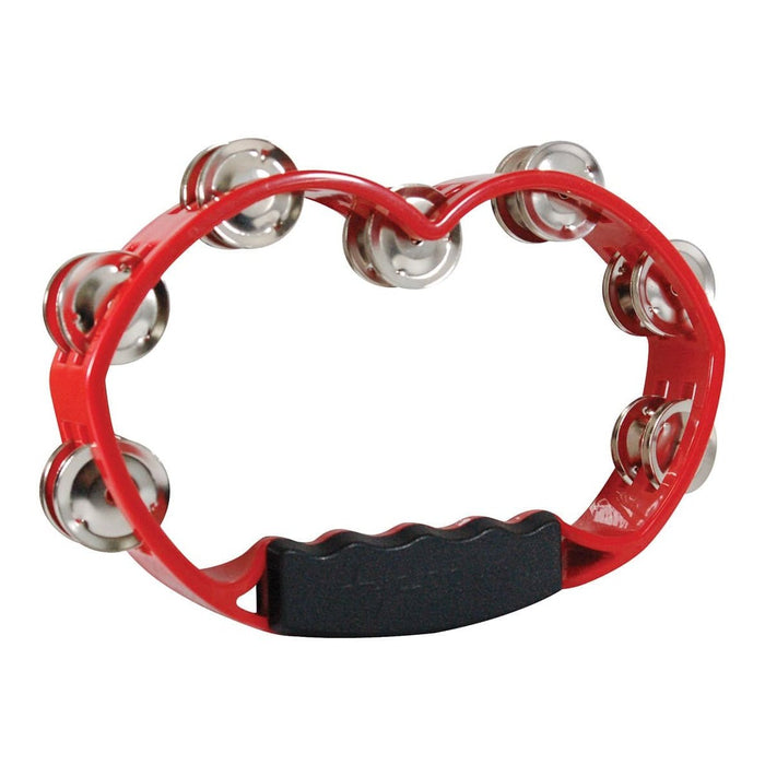 Tycoon Percussion Red Hand Held Plastic Tambourine with Bright Steel Jingles