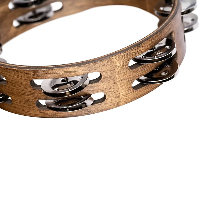 Meinl CTA2WB 8" Compact Double Row Steel Jingles Tambourine VINTAGE Walnut Brown