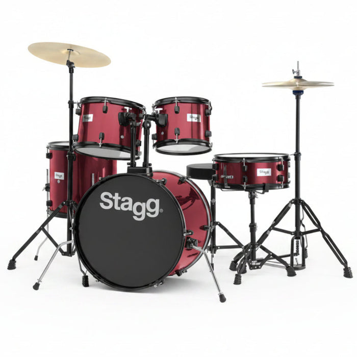 STAGG 20" Standard Drum Kit incl hardware & cymbals 5 pc WINE RED