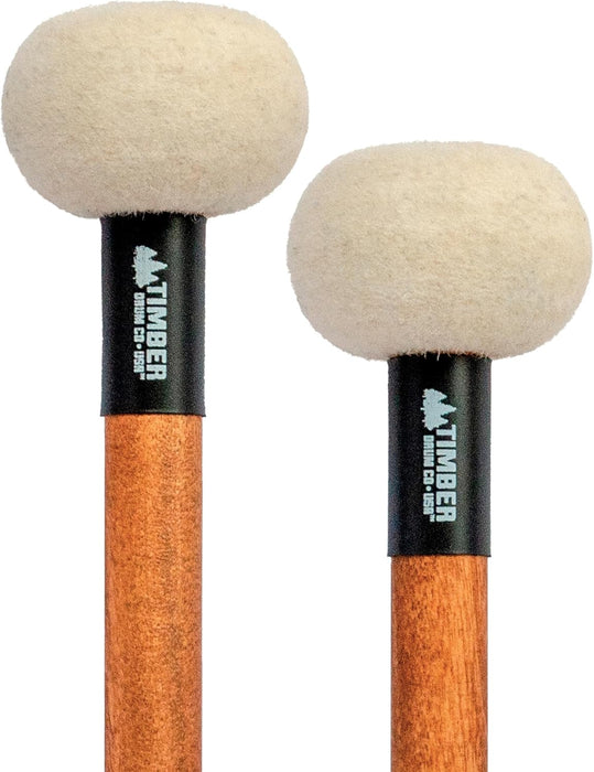 Timber Drum Comapny Timpani Mallets Medium Felt Sticks for Drum Set, Cymbal Roll, Percussion  Birch Wood Handles 15.25"