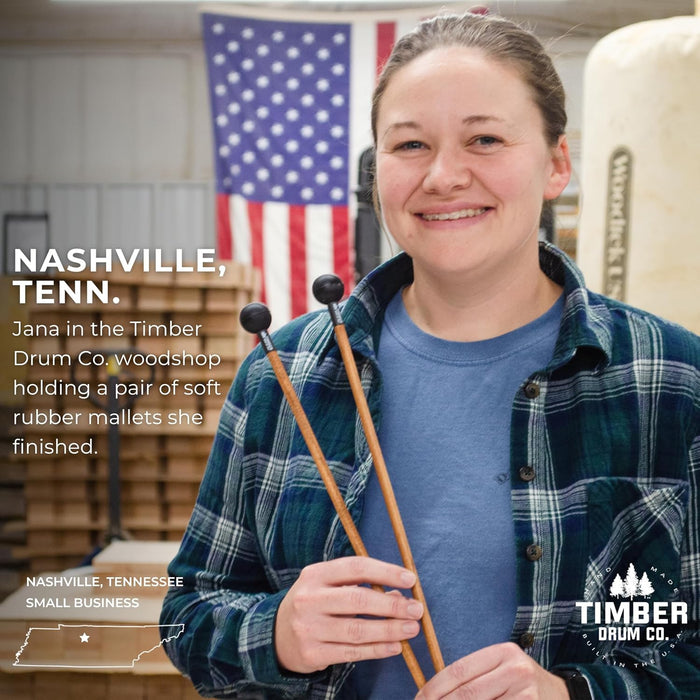 Timber Drum Comapny Timpani Mallets Medium Felt Sticks for Drum Set, Cymbal Roll, Percussion  Birch Wood Handles 15.25"