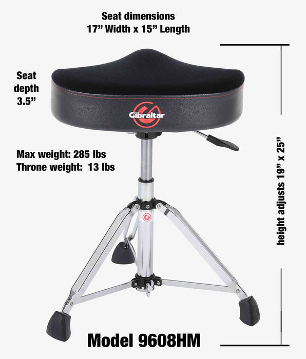 Gibraltar 9608HM 9000 Series 16" Hydraulic Cordura Saddle Drum Throne