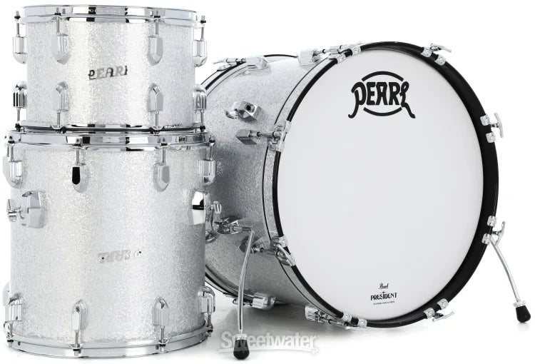 Pearl President Deluxe 3pc Drum Set 12 14 20 Silver Sparkle USED