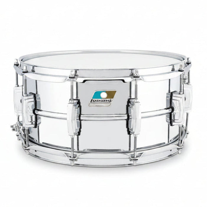 Ludwig Supraphonic Snare Drum 6.5 x 14 Chrome Over Brass Blue / Olive Badge