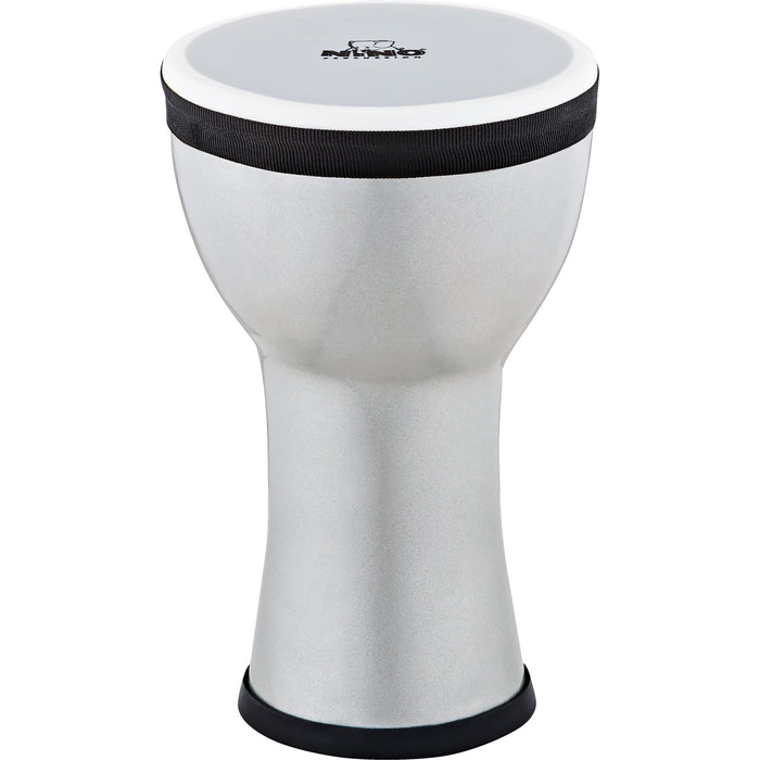 Nino Percussion NINO-EMDJ-SM Elements Mini Synthetic Djembe, Silver Metallic