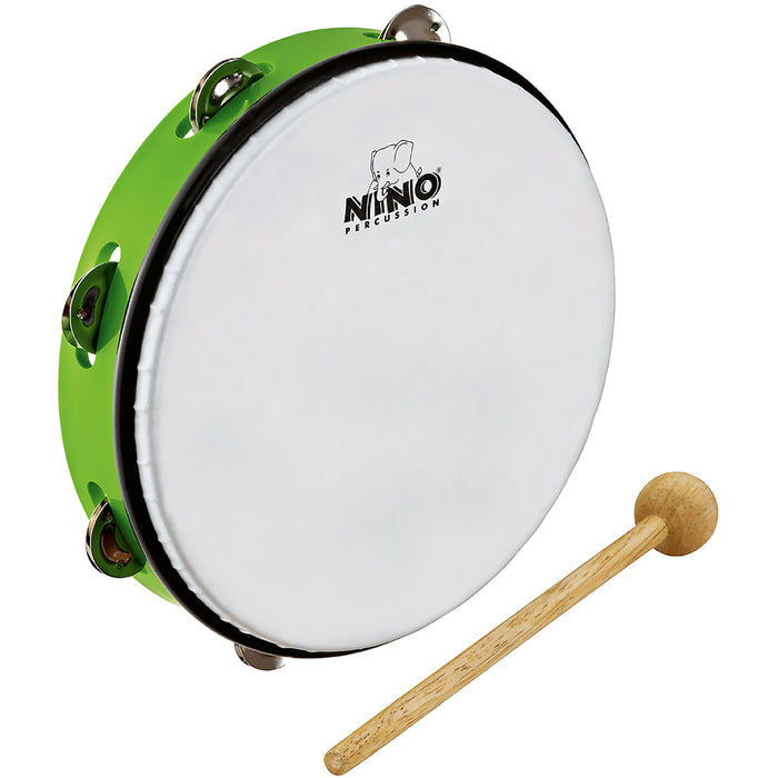 Meinl NINO ABS 10" Tambourine 1 Row Jingles w/ Beater Grass-Green