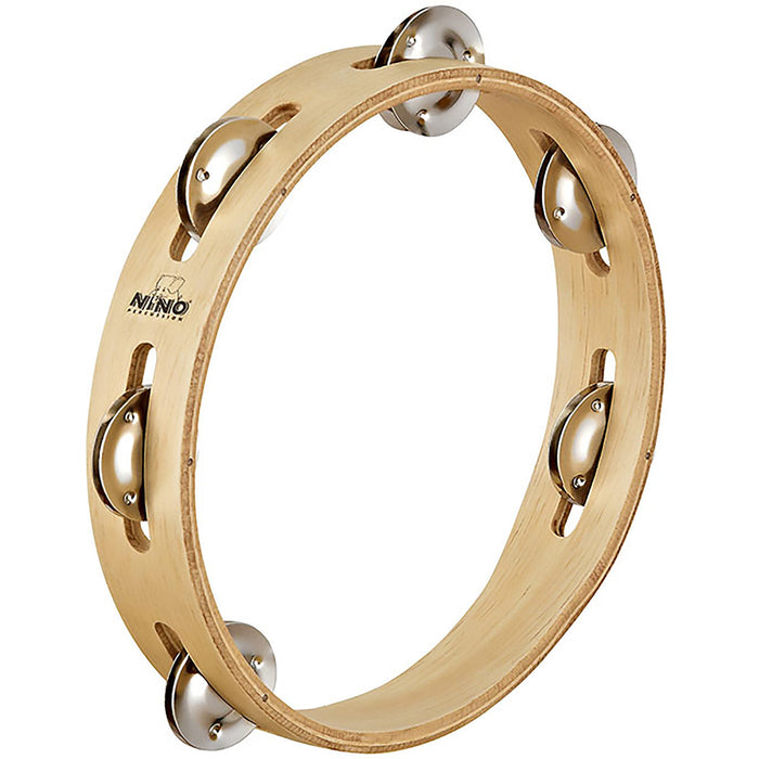Meinl NINO Wood Tambourine 8" 1 Row Natural