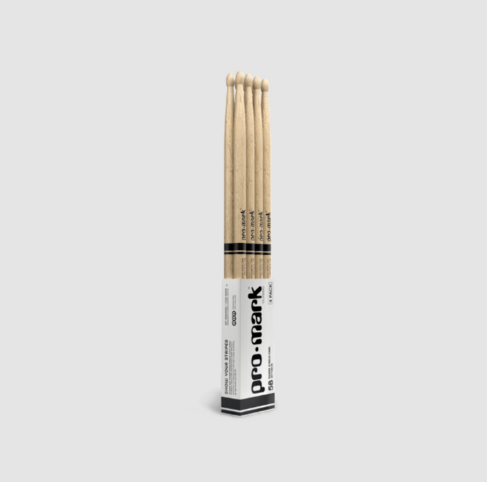ProMark Classic Attack 5B Shira Kashi Oak Drumstick, Oval Wood Tip, 4-Pack