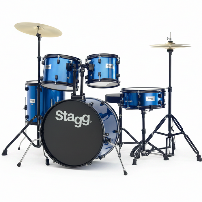 STAGG 20" Standard Drum Kit incl hardware & cymbals 5 pc BLUE