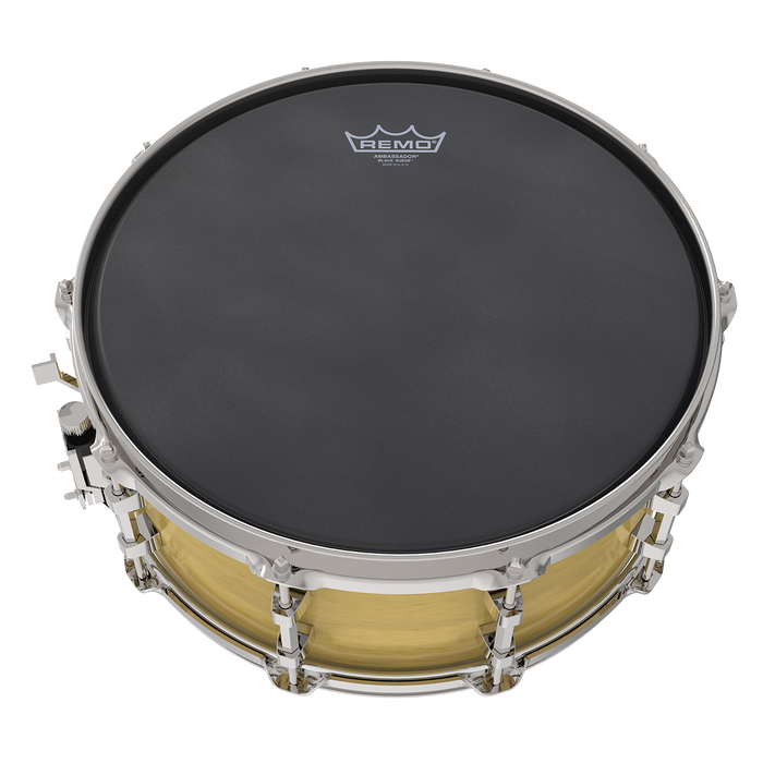 Remo 14" AMBASSADOR Black Suede with Bottom Black Dot