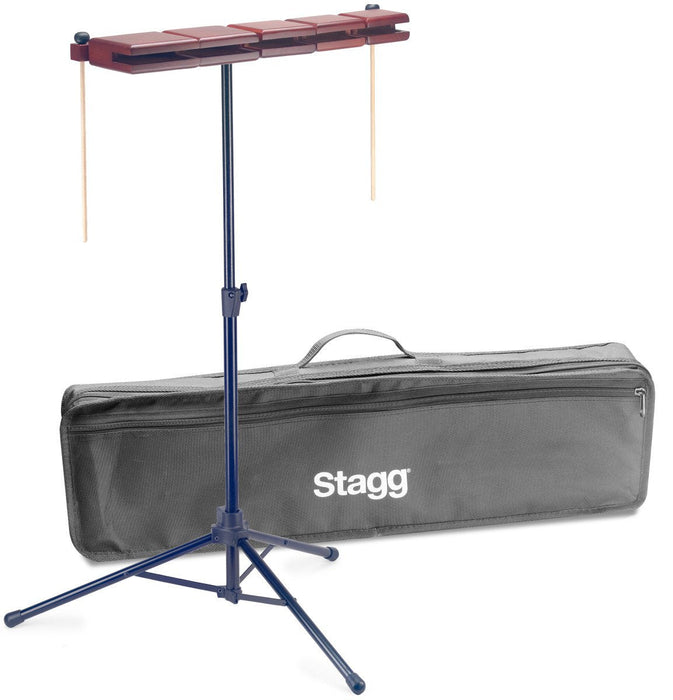 Stagg Wood 5 Temple Block Set with Stand & Bag