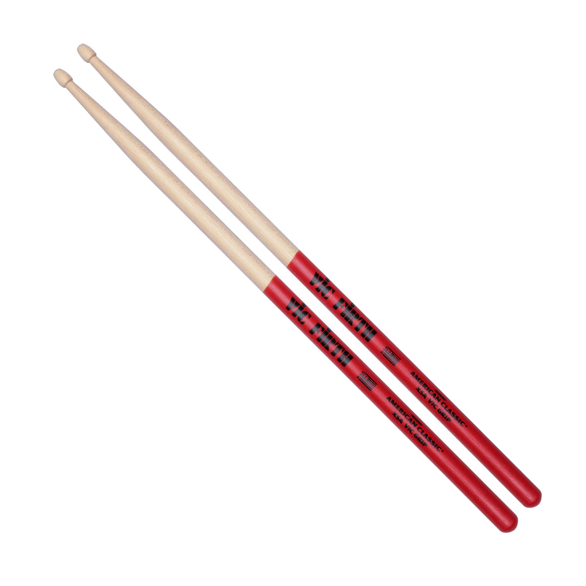 Vic Firth American Classic 5AVG – Baguettes Avec Revêtement Anti-Dérapant Vic Grip, Bout Bois, Modèle 5A Polyvalent