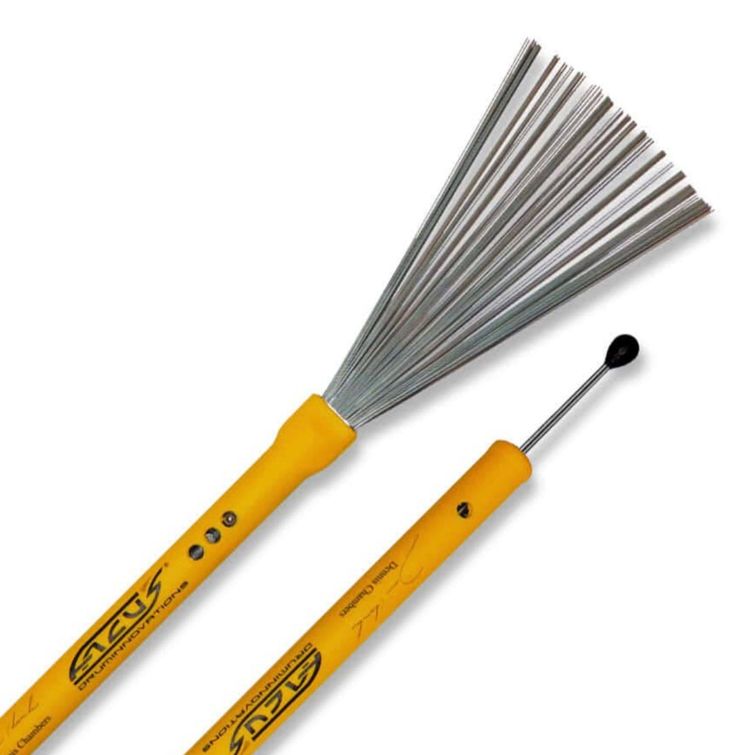 Facus Signature Horacio Hernandez – Spazzola Ibrida Per Batteria E Cajon, Setole In Nylon E Acciaio, Manico In Alluminio Cromato