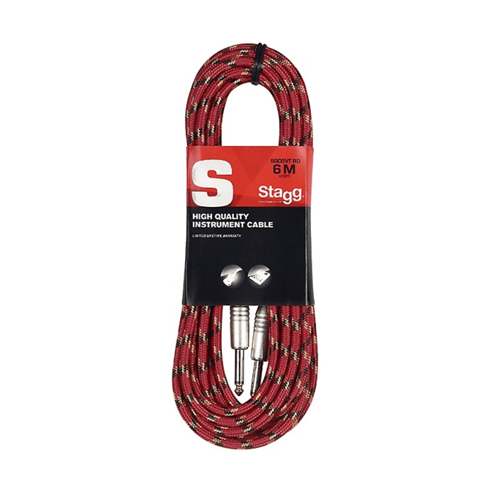 Stagg Instrument Cable Vintage Tweed Style S-Series 20 ft. - Drum Supply House