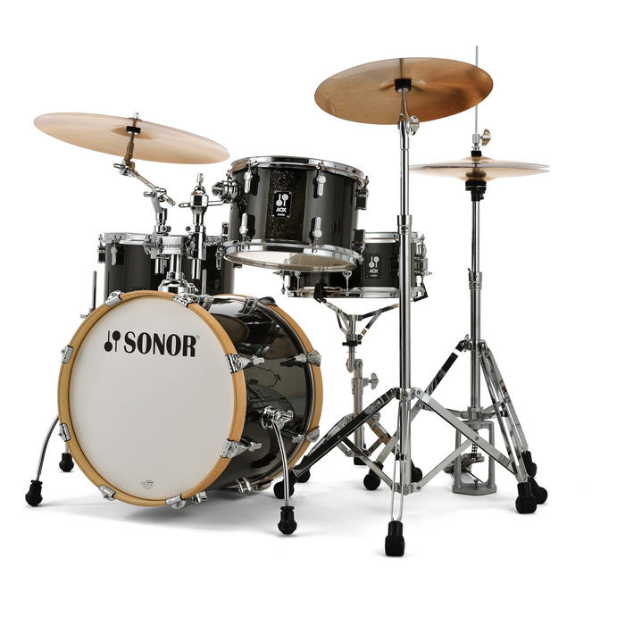 SONOR AQX Jungle 4 Piece Shell Kit Black Midnight Sparkle Drum