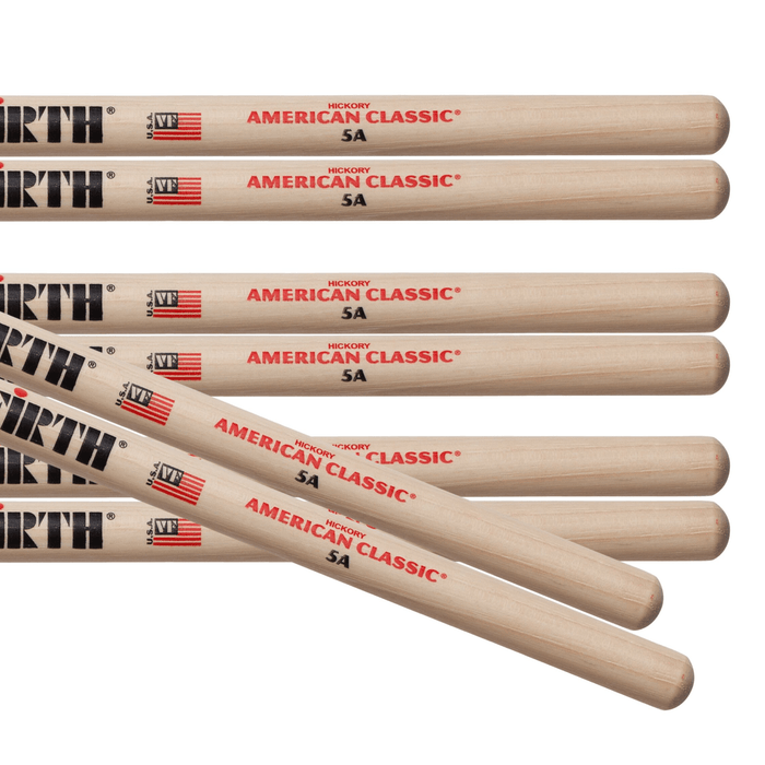 4pr Vic Firth 5A American Classic Wood Tip Drumsticks Value pack