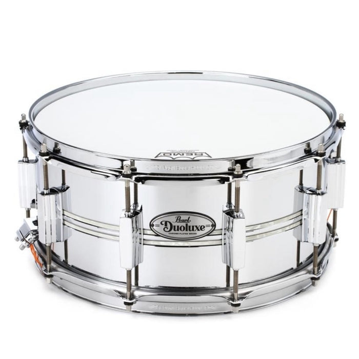 Pearl DuoLuxe Chrome over Brass Snare Drum - 6.5 x 14 - Aged White Mar —  Drum Supply House